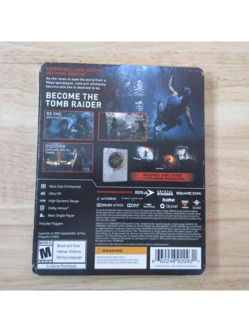 Shadow of the Tomb Raider Limited Steelbook Edition - Xbox One With Manual